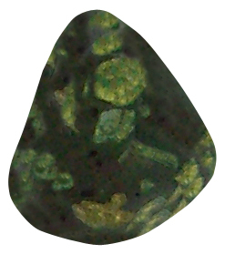Porphyrit Epidot geb. TS 06 ca. 2,3 cm breit x 2,7 cm hoch x 1,7 cm dick (12,4 gr.)