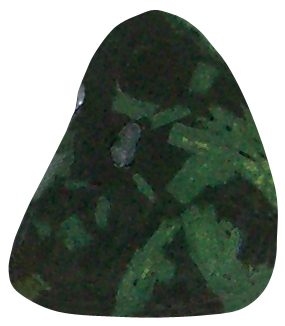 Porphyrit Epidot geb. TS 10 ca. 2,7 cm breit x 3,3 cm hoch x 1,4 cm dick (16,3 gr.)