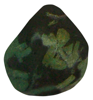 Porphyrit Epidot geb. TS 11 ca. 2,8 cm breit x 3,0 cm hoch x 1,3 cm dick (16,6 gr.)