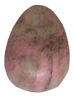 Rhodonit gebohrt TS 5 ca. 2,2 cm breit x 3,0 cm hoch x 1,3 cm dick (16,6 gr.)