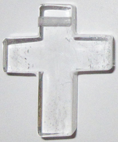 Bergkristall gebohrt Kreuz 3 ca. 3,2 ca breit x 3,8 cm hoch x 1,0 cm dick (15,7 gr.)
