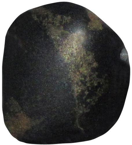Chalkopyrit Nephrit gebohrt TS 5 ca. 2,6 cm breit x 2,9 cm hoch x 1,2 cm dick (17,6 gr.)