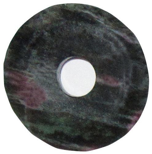 Zoisit mit Rubin Donut 1 ca. 3,0 cm Durchmesser x 0,5 cm dick x 0,6 cm Loch-Durchmesser (7,4 g