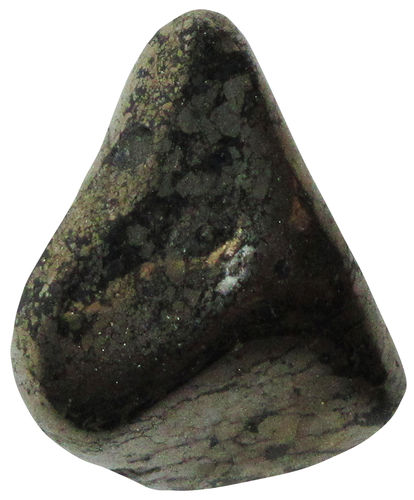 Pyritachat gebohrt TS 4 ca. 2,7 cm breit x 3,3 cm hoch x 2,0 cm dick (31,2 gr.)