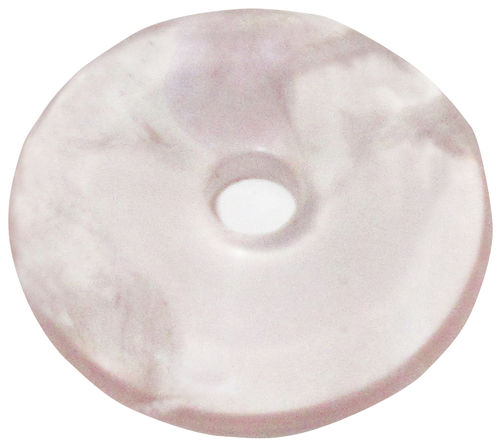 Rosenquarz Donut 1 ca. 3,5 cm Durchmesser x 0,6 cm dick x 0,4 cm Lochdurchmesser (12,6 gr.)