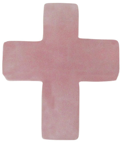 Rosenquarz Kreuz gebohrt 1 ca. 3,2 cm breit x 3,8 cm hoch x 0,9 cm dick (14,0 gr.)