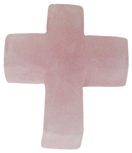 Rosenquarz Kreuz gebohrt 2 ca. 3,1 cm breit x 3,9 cm hoch x 0,9 cm dick (14,2 gr.)