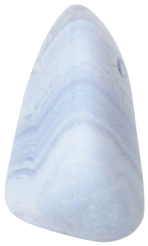 Chalcedon blau gebohrt gebaendert TS 9 ca. 2,1 cm breit x 3,3 cm hoch x 1,6 cm dick (12,8 gr.)