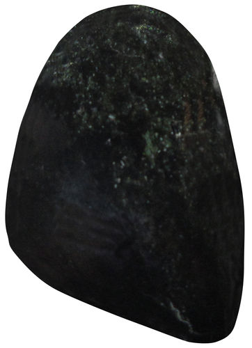 Diopsid schwarz gebohrt TS 3 ca. 1,8 cm breit x 2,4 cm hoch x 1,1 cm dick (9,7 gr.)