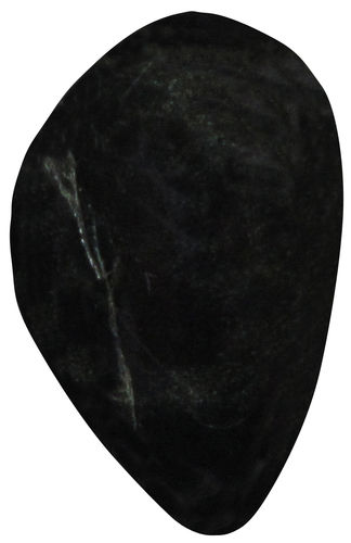Diopsid schwarz gebohrt TS 6 ca. 1,9 cm breit x 3,0 cm hoch x 1,8 cm dick (16,1 gr.)