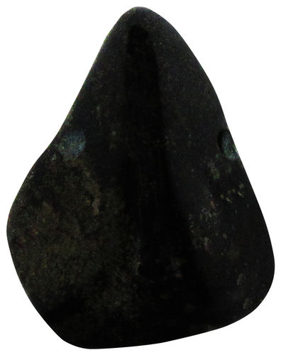 Jadeit schwarz gebohrt TS 5 ca. 2,6 cm breit x 3,4 cm hoch x 1,9 cm dick (20,1 gr.)