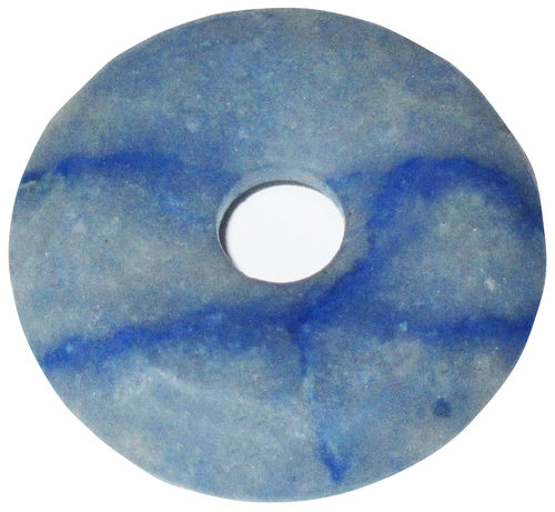 Blauquarz Donut 1 ca. 3,5 cm Durchmesser x 0,5 cm dick x 0,7 cm Lochdurchmesser (10,3 gr.)