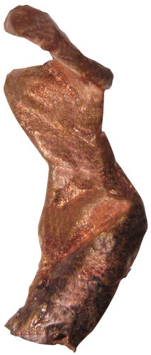 Kupfer Nugget 1 ca. 1,0 cm breit x 2,0 cm hoch x 0,4 cm dick (1,3 gr.)