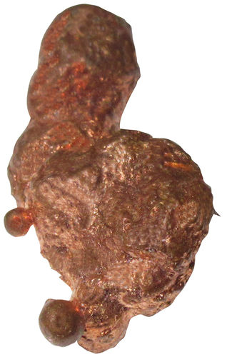 Kupfer Nugget 3 ca. 1,1 cm breit x 2,1 cm hoch x 0,8 cm dick (4,2 gr.)