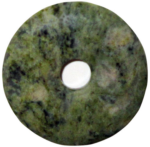 Serpentin grün Donut 1 ca. 4,0 cm Durchmesser x 0,5 cm dick x 0,7 cm Loch-Durchmesser (14,2 gr.)